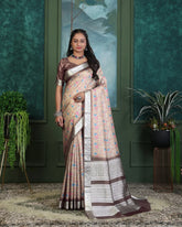Handloom Silk Brown Pashmina Digital Print Saree With Unstiched Blouse Piece-MWPK-297-BROWN